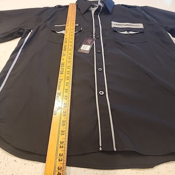 NWT Vertical Shirt Mens 4X Black Button Pockets Short Sleeves - Picture 5 of 8